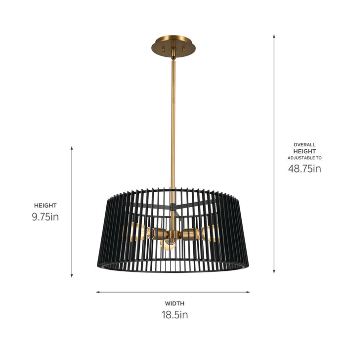 Kichler 44171BK Three Light Pendant, Black