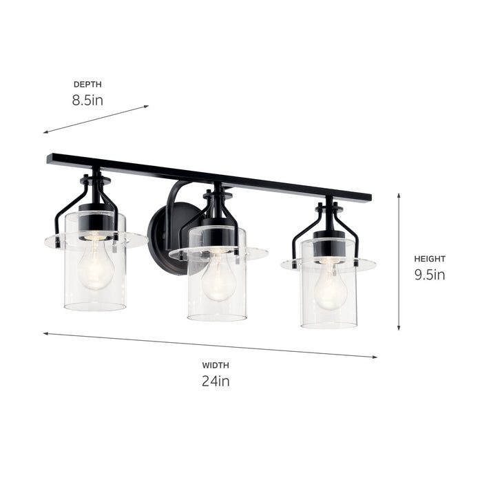 Kichler 55079BK Three Light Bath, Black