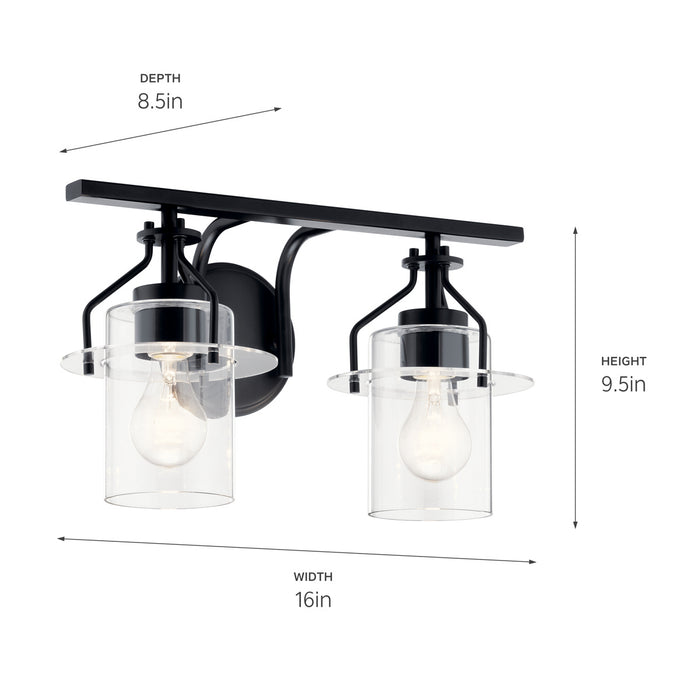 Kichler 55078BK Two Light Bath, Black