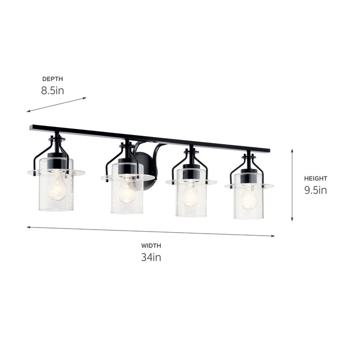 Kichler 55080BK Four Light Bath, Black
