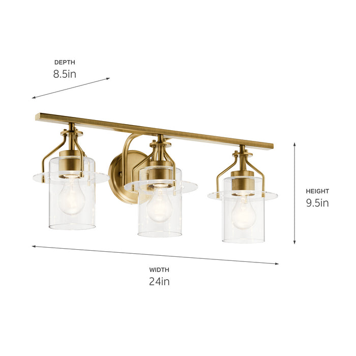 Kichler 55079NBR Three Light Bath, Brushed Brass