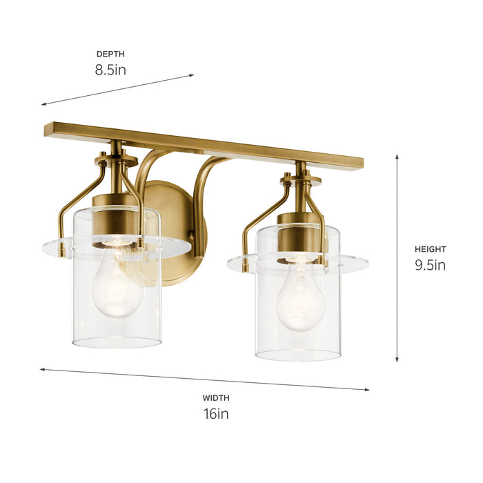 Kichler 55078NBR Two Light Bath, Brushed Brass