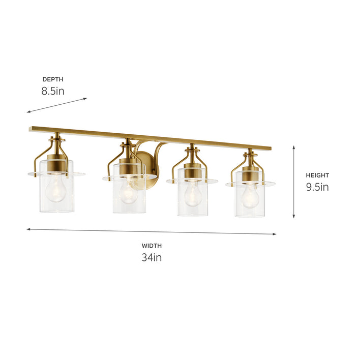 Kichler 55080NBR Four Light Bath, Brushed Brass