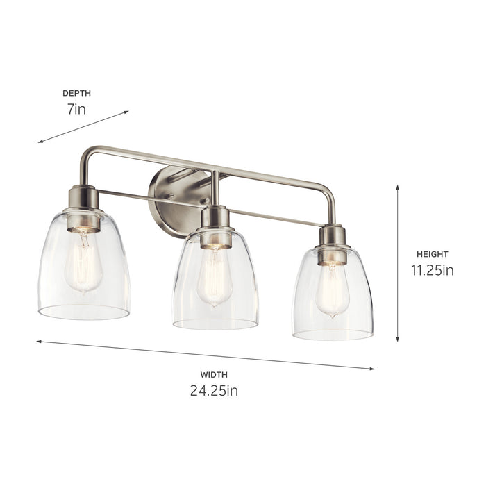 Kichler 55102NI Three Light Bath, Nickel Textured