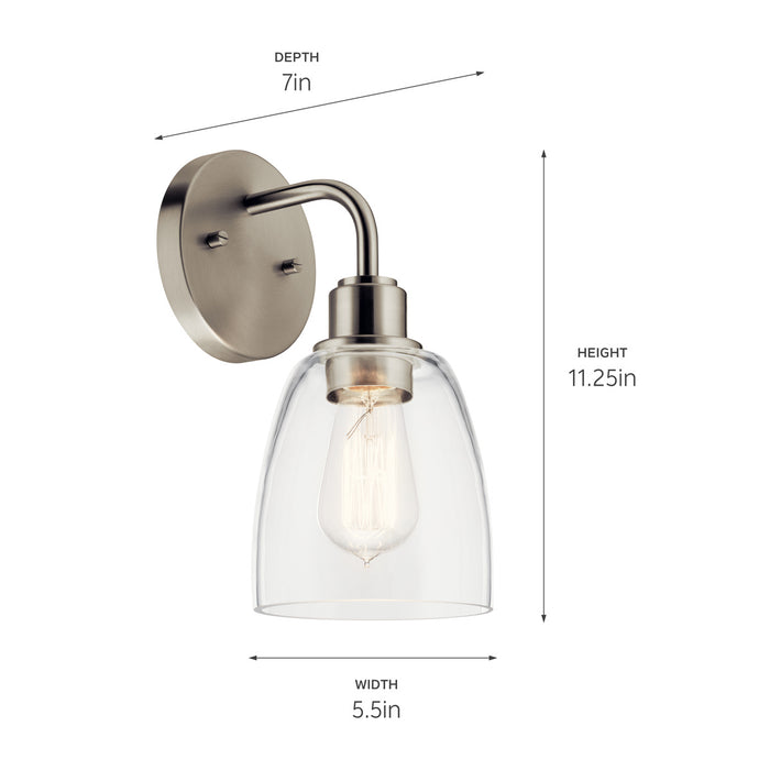 Kichler 55100NI One Light Wall Sconce, Nickel Textured
