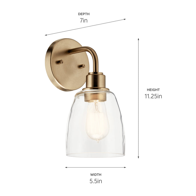 Kichler 55100CPZ One Light Wall Sconce, Champagne Bronze