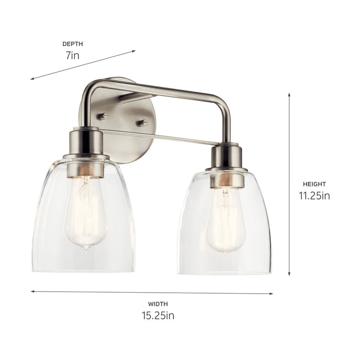 Kichler 55101NI Two Light Bath, Nickel Textured
