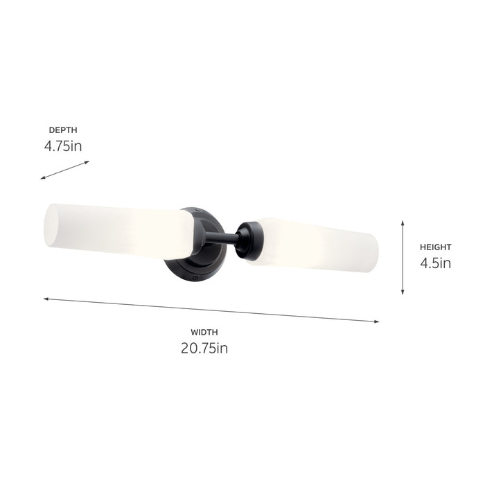 Kichler 55074BK Two Light Wall Sconce, Black
