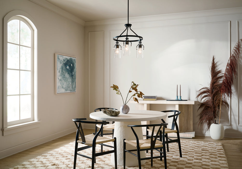 Kichler 52377BK Three Light Chandelier, Black