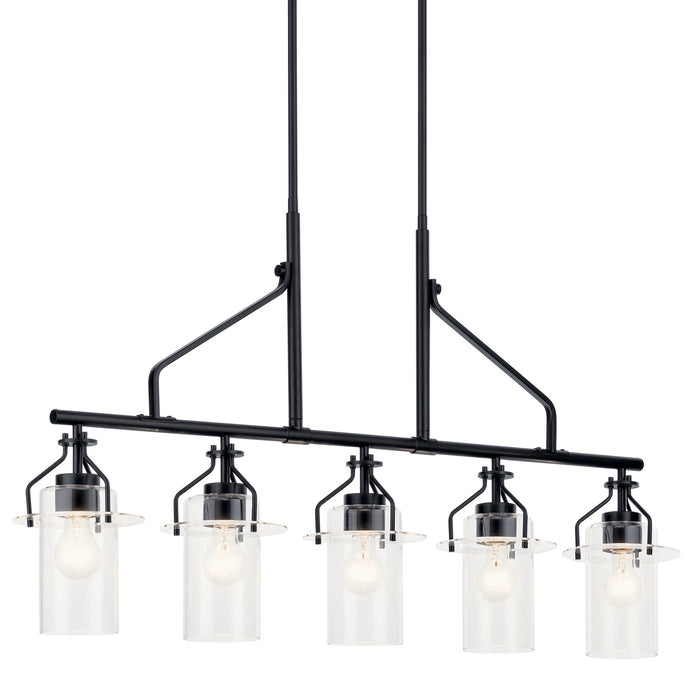 Kichler 52379BK Five Light Linear Chandelier, Black