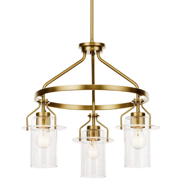 Kichler 52377NBR Three Light Chandelier, Brushed Brass