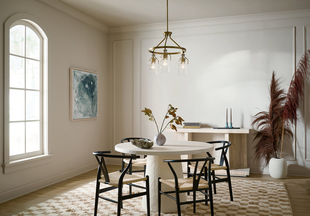 Kichler 52377NBR Three Light Chandelier, Brushed Brass