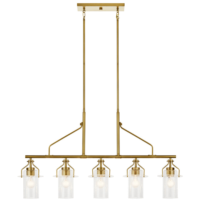 Kichler 52379NBR Five Light Linear Chandelier, Brushed Brass