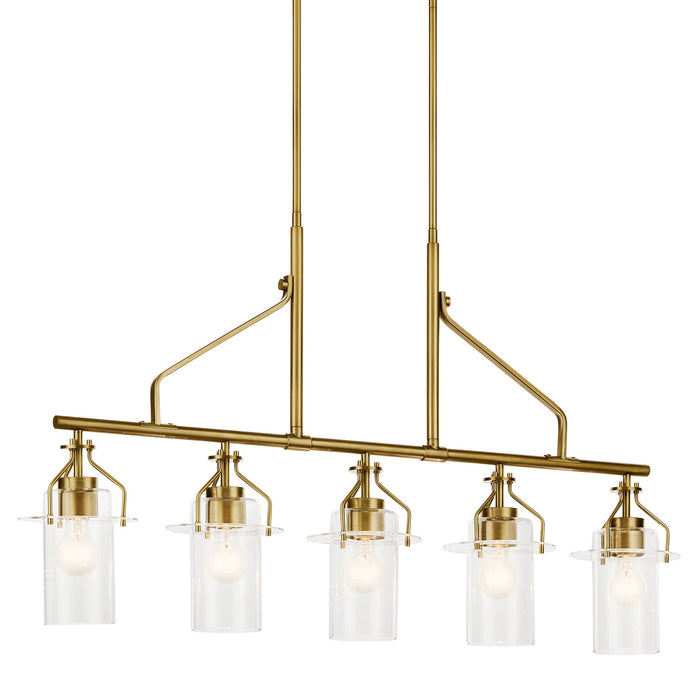 Kichler 52379NBR Five Light Linear Chandelier, Brushed Brass
