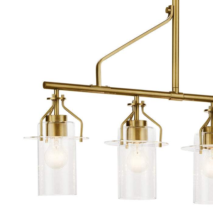 Kichler 52379NBR Five Light Linear Chandelier, Brushed Brass