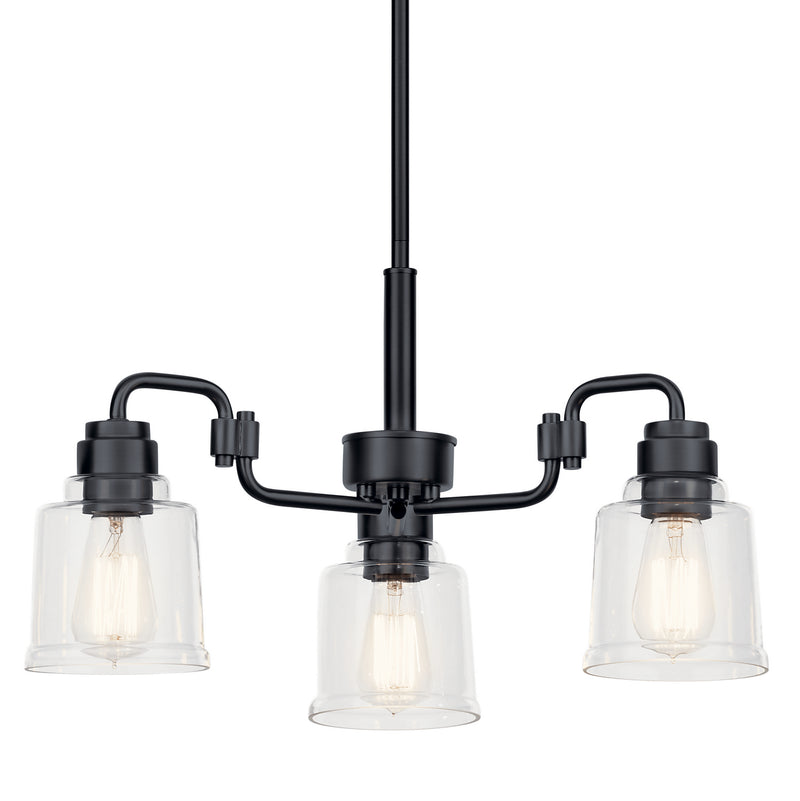 Kichler 52397BK Three Light Chandelier, Black