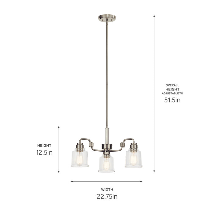 Kichler 52397NI Three Light Chandelier, Nickel Textured