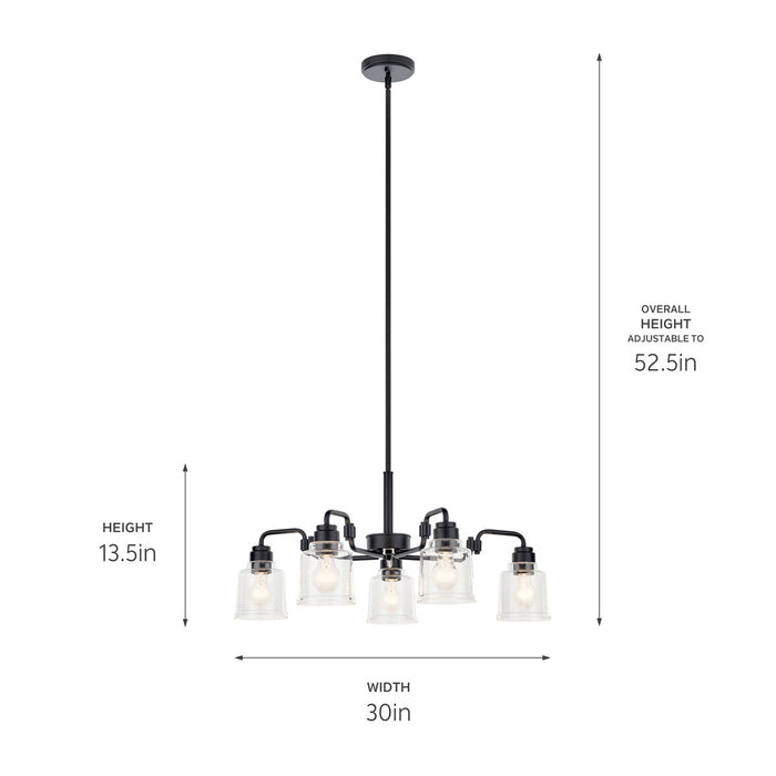 Kichler 52398BK Five Light Chandelier, Black