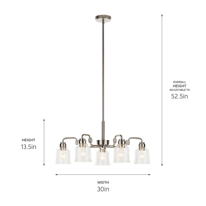 Kichler 52398NI Five Light Chandelier, Nickel Textured