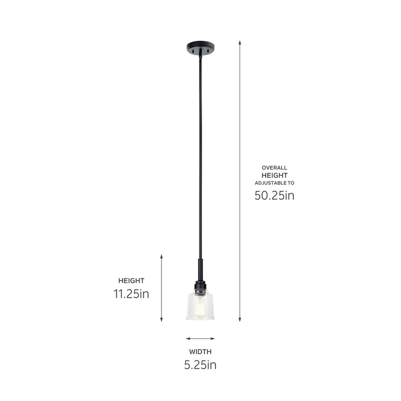 Kichler 52399BK One Light Mini Pendant, Black