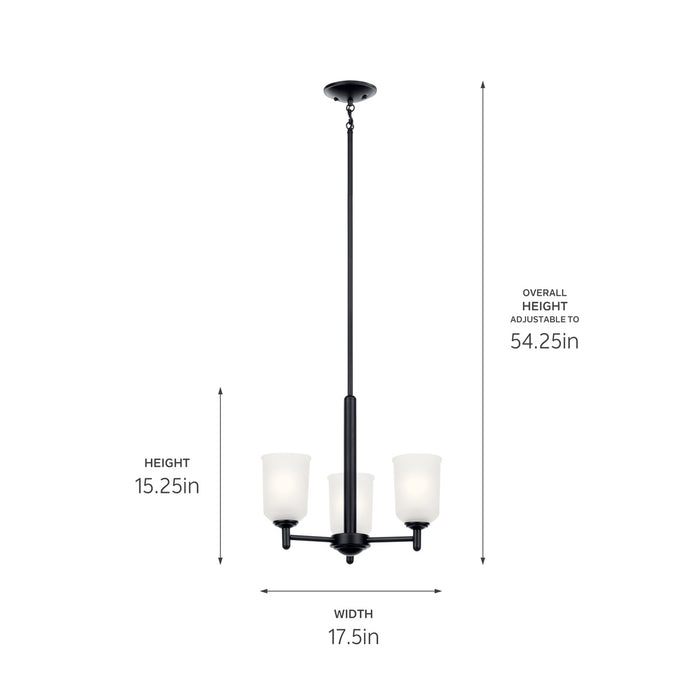 Kichler 43670BK Three Light Mini Chandelier, Black