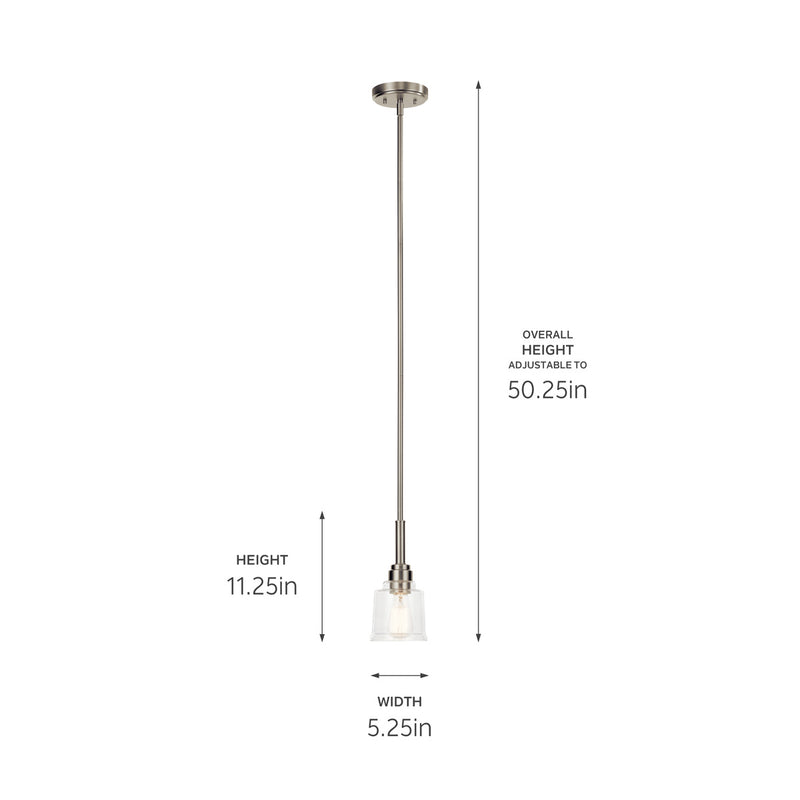 Kichler 52399NI One Light Mini Pendant, Nickel Textured