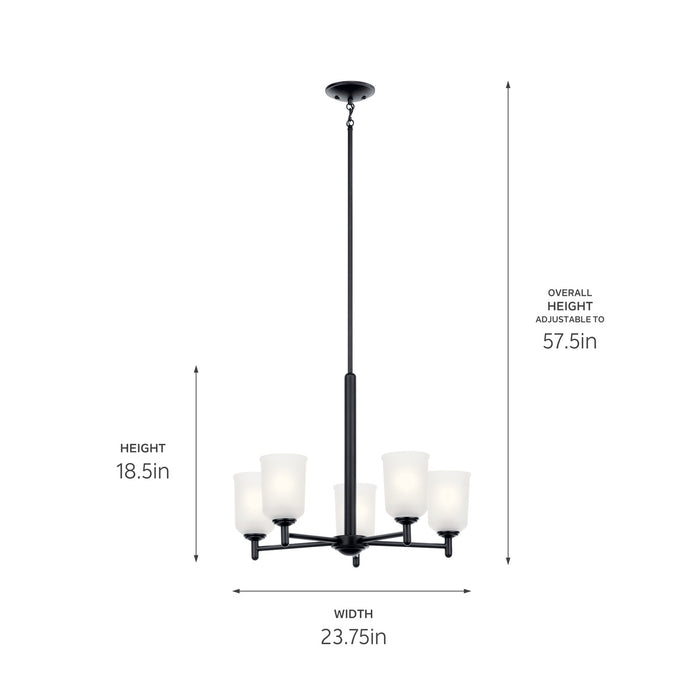 Kichler 43671BK Five Light Chandelier, Black