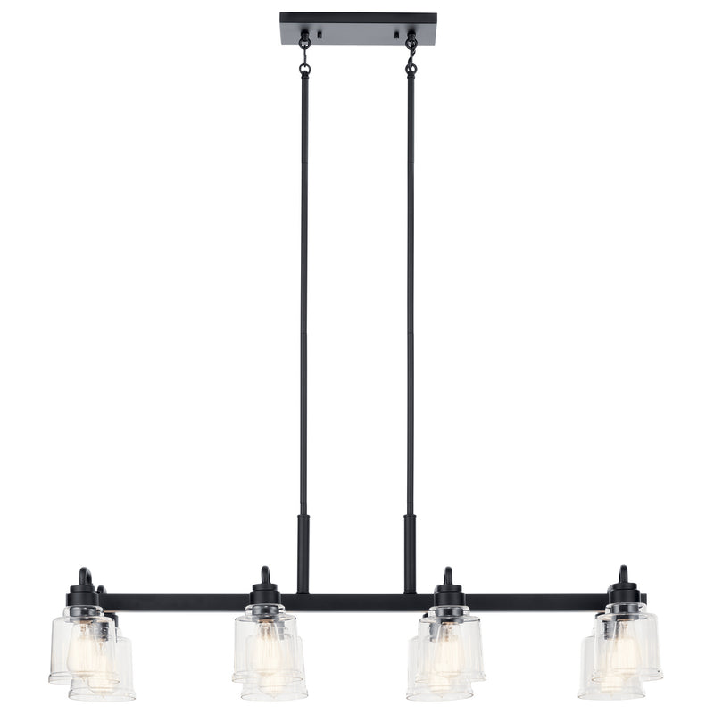 Kichler 52400BK Eight Light Linear Chandelier, Black