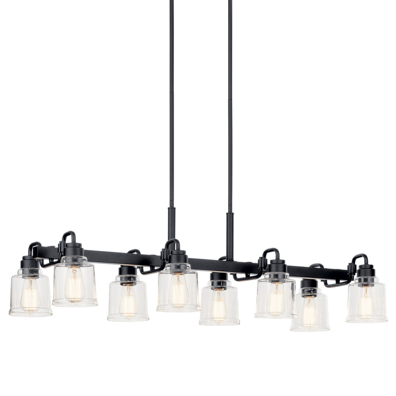 Kichler 52400BK Eight Light Linear Chandelier, Black