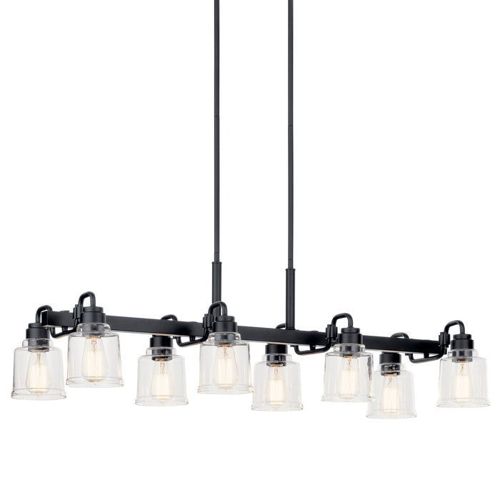 Kichler 52400BK Eight Light Linear Chandelier, Black