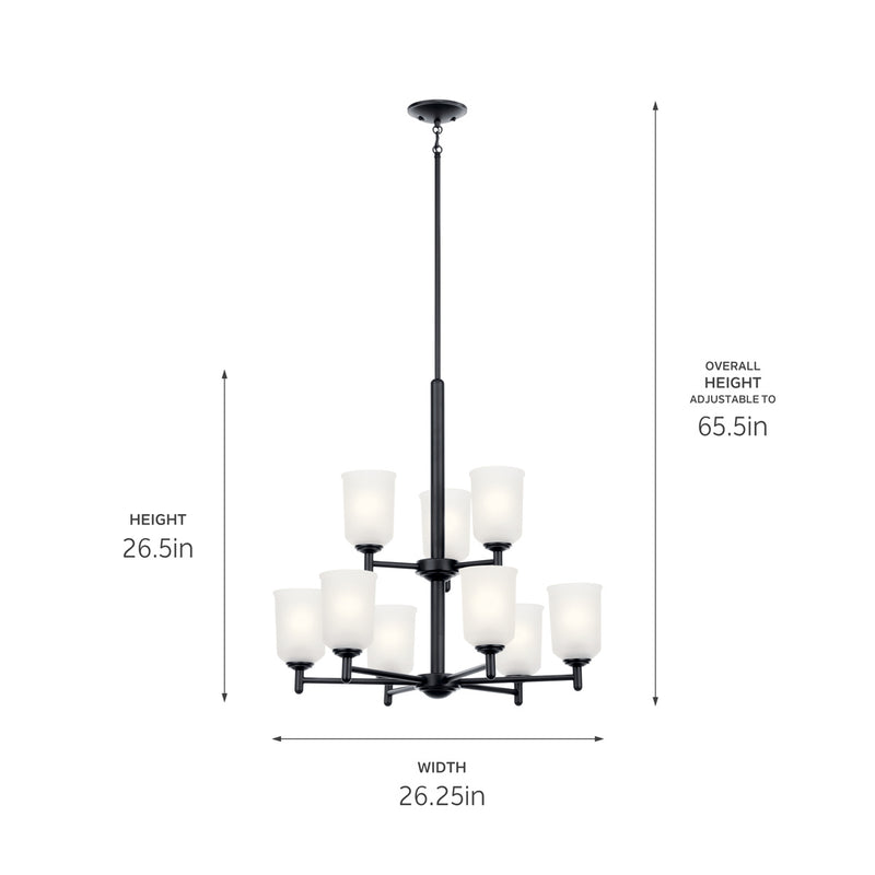 Kichler 43672BK Nine Light Chandelier, Black