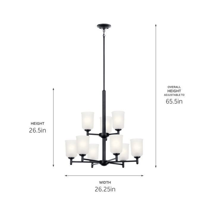 Kichler 43672BK Nine Light Chandelier, Black