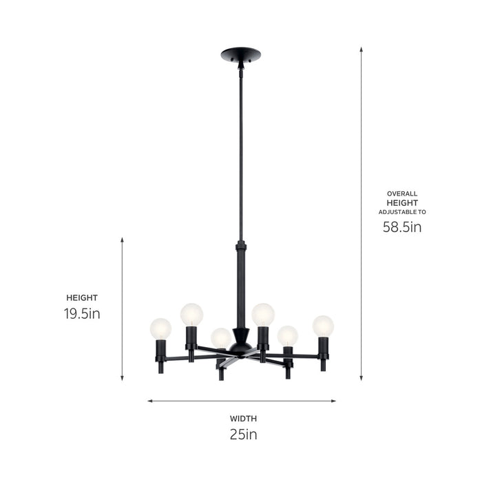 Kichler 52424BK Six Light Chandelier, Black