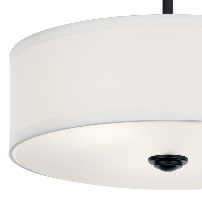 Kichler 43675BK Three Light Semi Flush Mount, Black