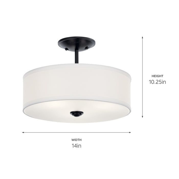 Kichler 43675BK Three Light Semi Flush Mount, Black