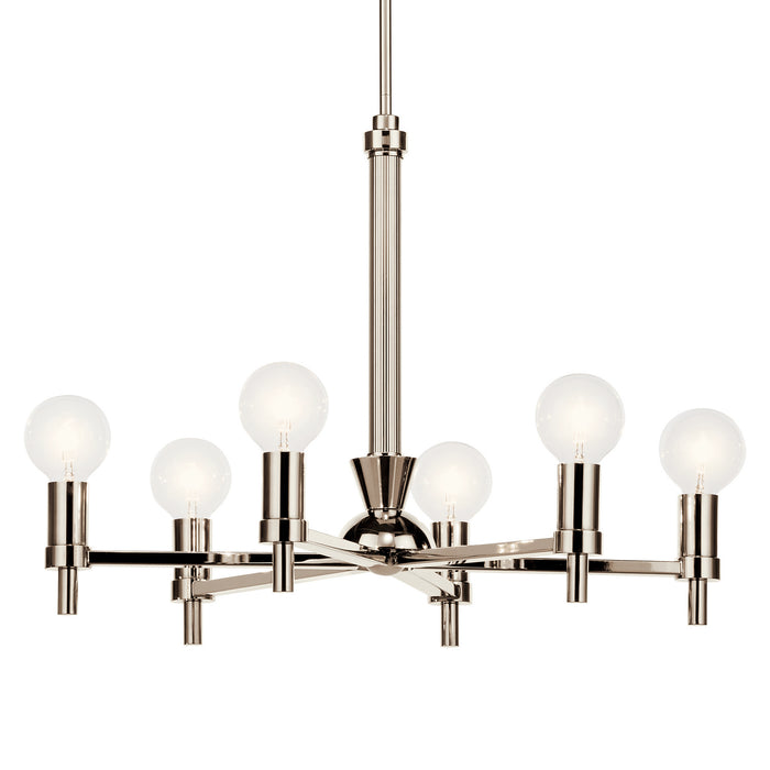 Kichler 52424PN Six Light Chandelier, Nickel Textured