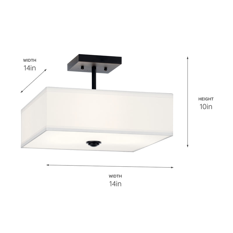 Kichler 43691BK Three Light Semi Flush Mount, Black