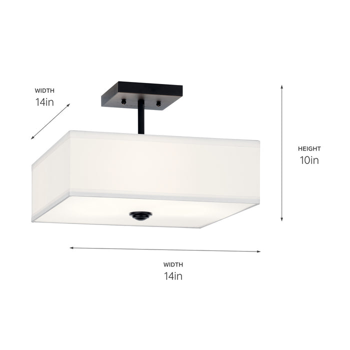 Kichler 43691BK Three Light Semi Flush Mount, Black