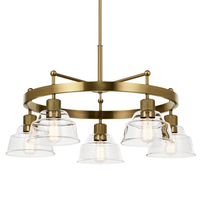 Kichler 52403BNB Five Light Chandelier, Brushed Brass