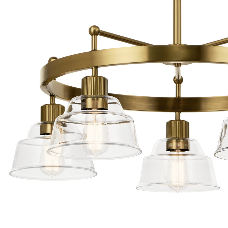 Kichler 52403BNB Five Light Chandelier, Brushed Brass