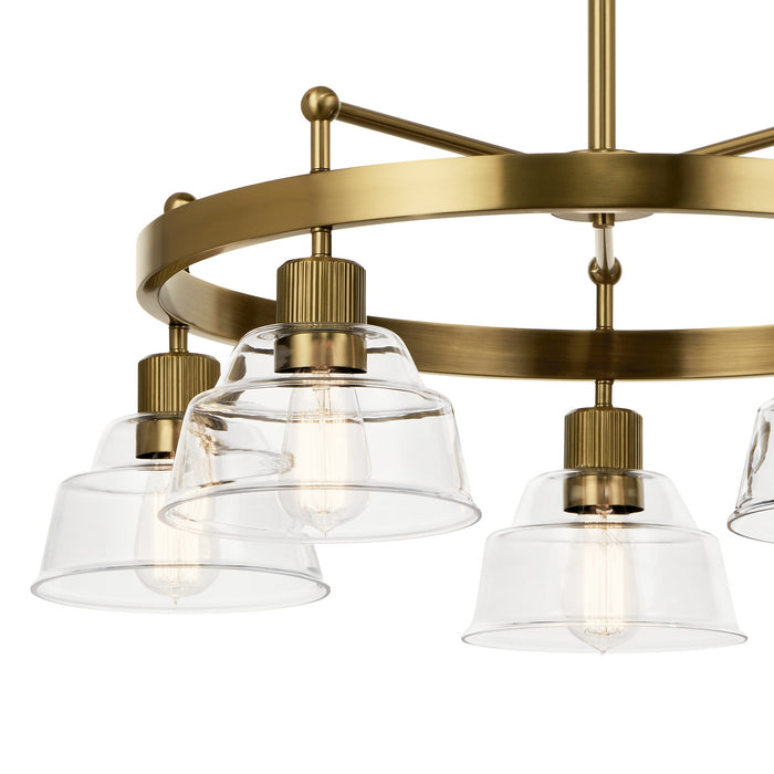 Kichler 52403BNB Five Light Chandelier, Brushed Brass