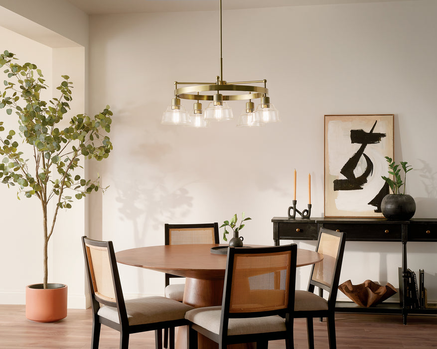 Kichler 52403BNB Five Light Chandelier, Brushed Brass