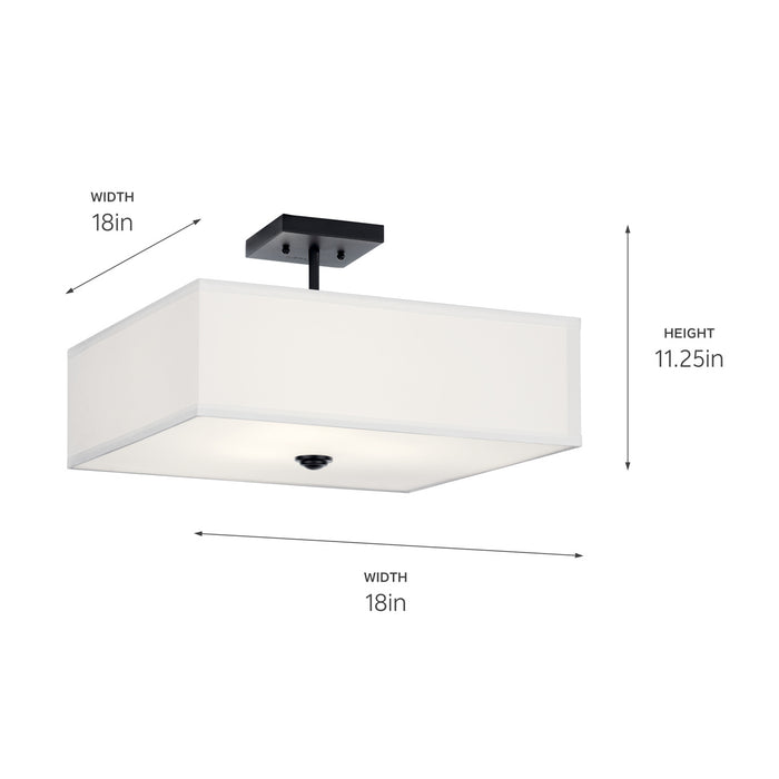 Kichler 43693BK Three Light Semi Flush Mount, Black