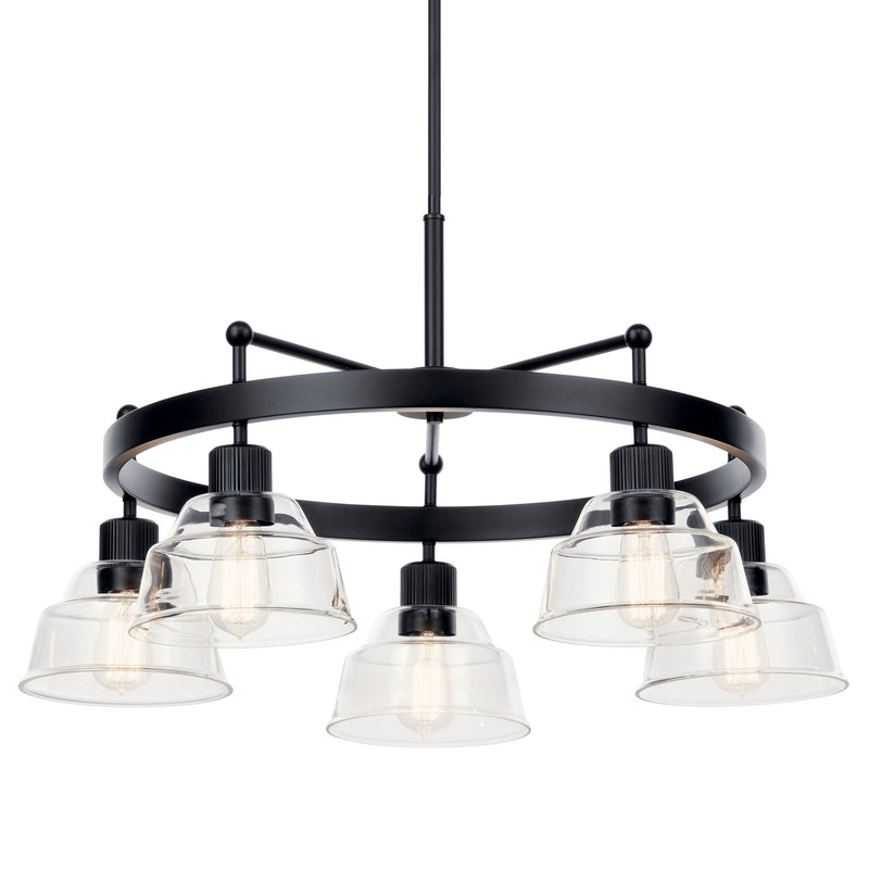 Kichler 52403BK Five Light Chandelier, Black