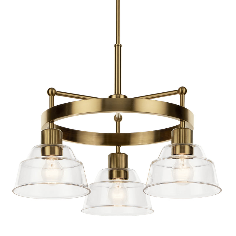 Kichler 52402BNB Three Light Chandelier, Brushed Brass
