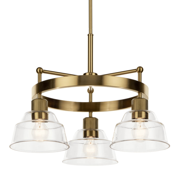 Kichler 52402BNB Three Light Chandelier, Brushed Brass
