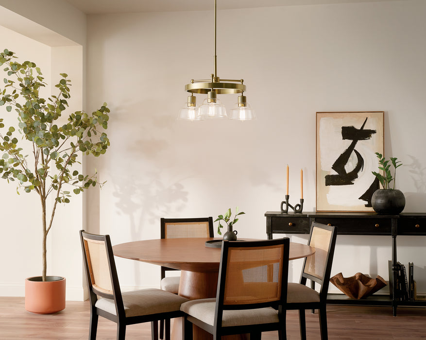 Kichler 52402BNB Three Light Chandelier, Brushed Brass