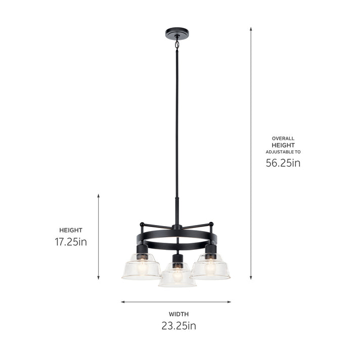 Kichler 52402BK Three Light Chandelier, Black