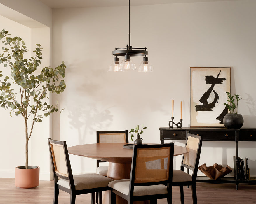 Kichler 52402BK Three Light Chandelier, Black