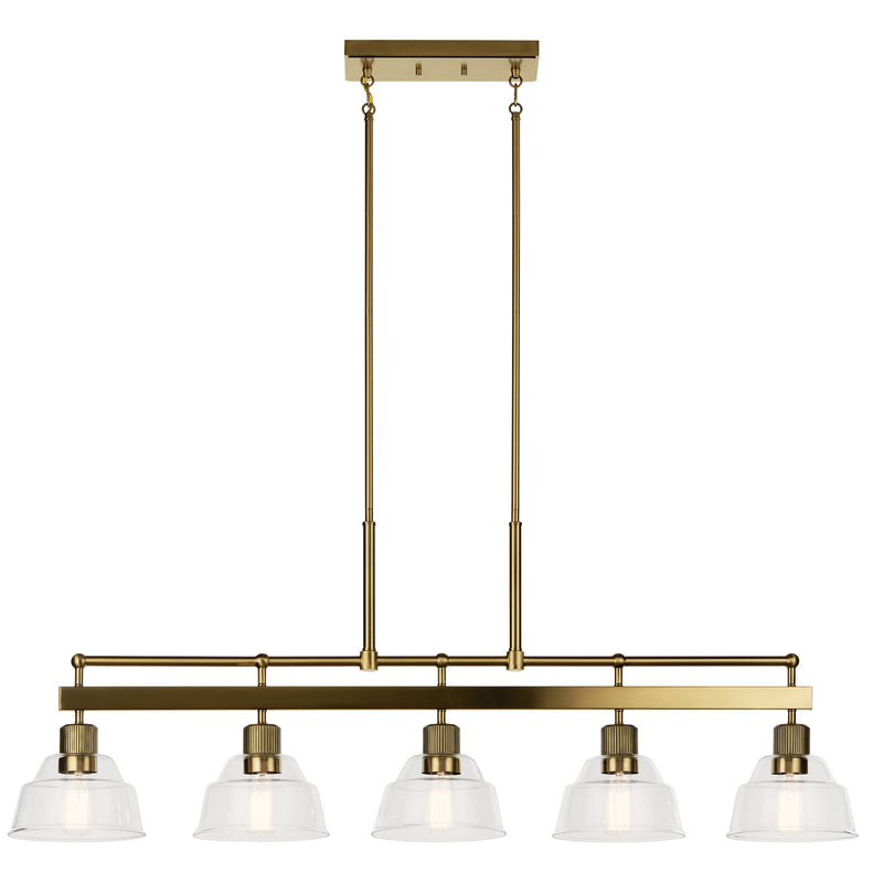 Kichler 52404BNB Five Light Linear Chandelier, Brushed Brass
